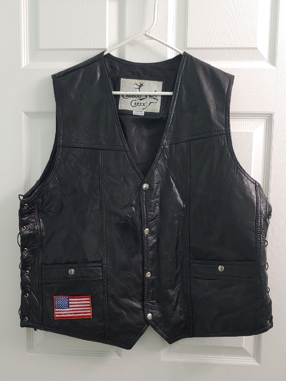 Caribou Creek Lambskin Leather Vest Black Conceal Carry Moto Wear Men's Size XXL